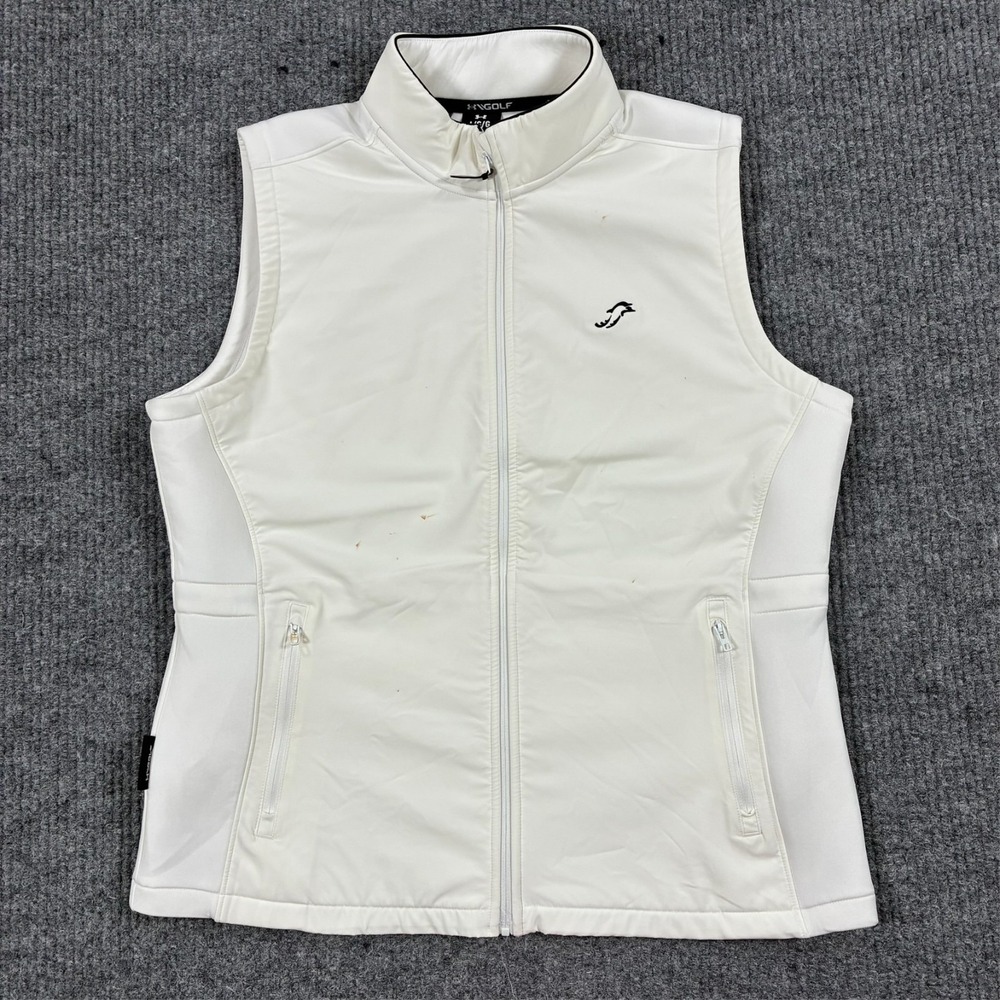 Under Armour Golf Storm White Full Zip Stretch Vest Womens Large Water Resistant